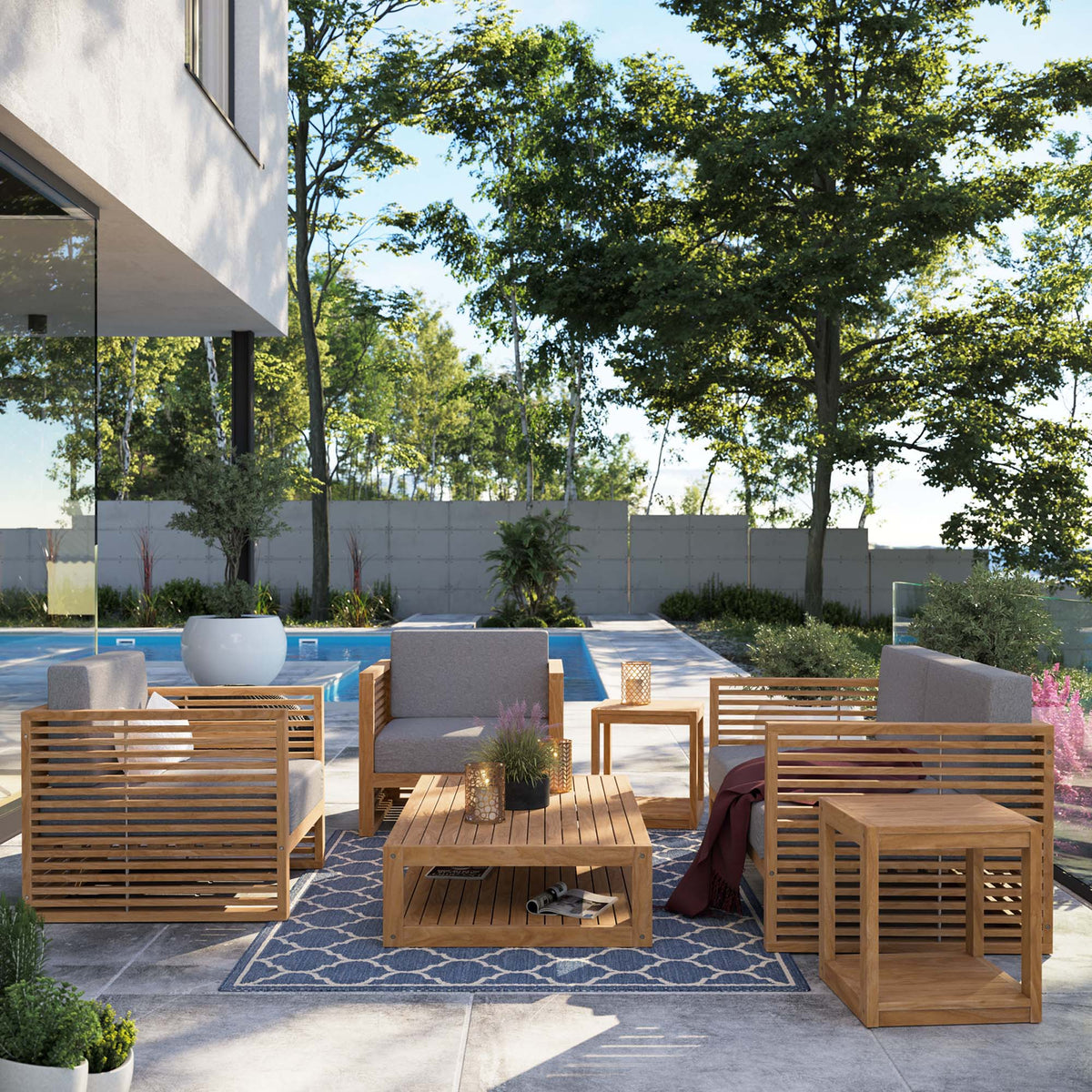Carlsbad 6-Piece Teak Wood Outdoor Patio Set by Modway, photo 17 of 40