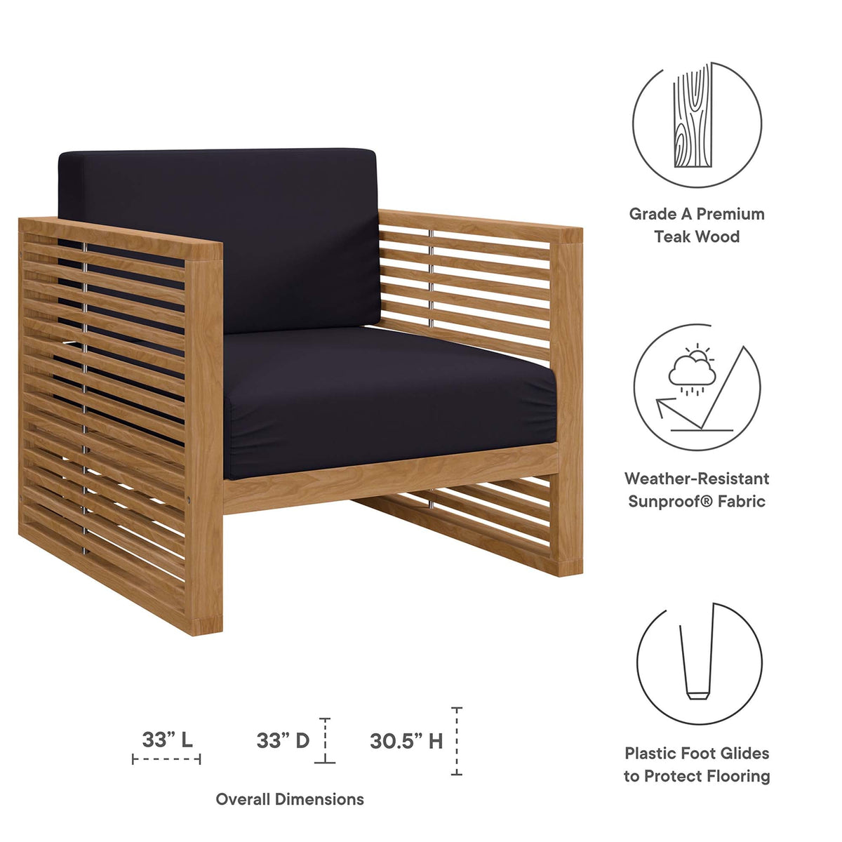 Carlsbad 6-Piece Teak Wood Outdoor Patio Set by Modway, photo 20 of 40