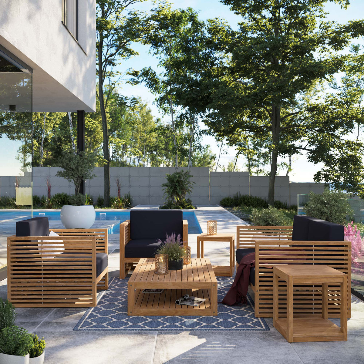 Carlsbad 6-Piece Teak Wood Outdoor Patio Set by Modway, photo 34 of 40