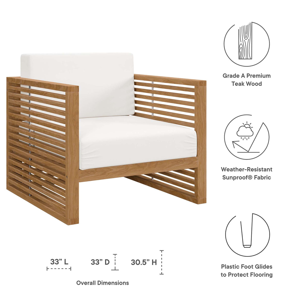 Carlsbad 6-Piece Teak Wood Outdoor Patio Set by Modway, photo 36 of 40
