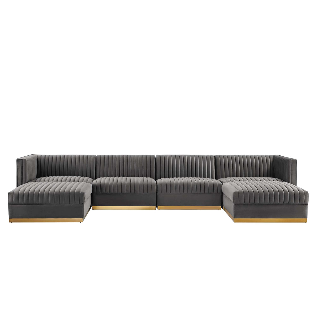 Sanguine 6-Piece Channel Tufted Performance Velvet Modular Sectional Sofa by Modway, photo 15 of 28