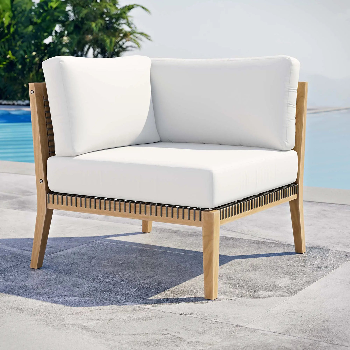 Clearwater Outdoor Patio Teak Wood Corner Chair by Modway by HouseOfZazla