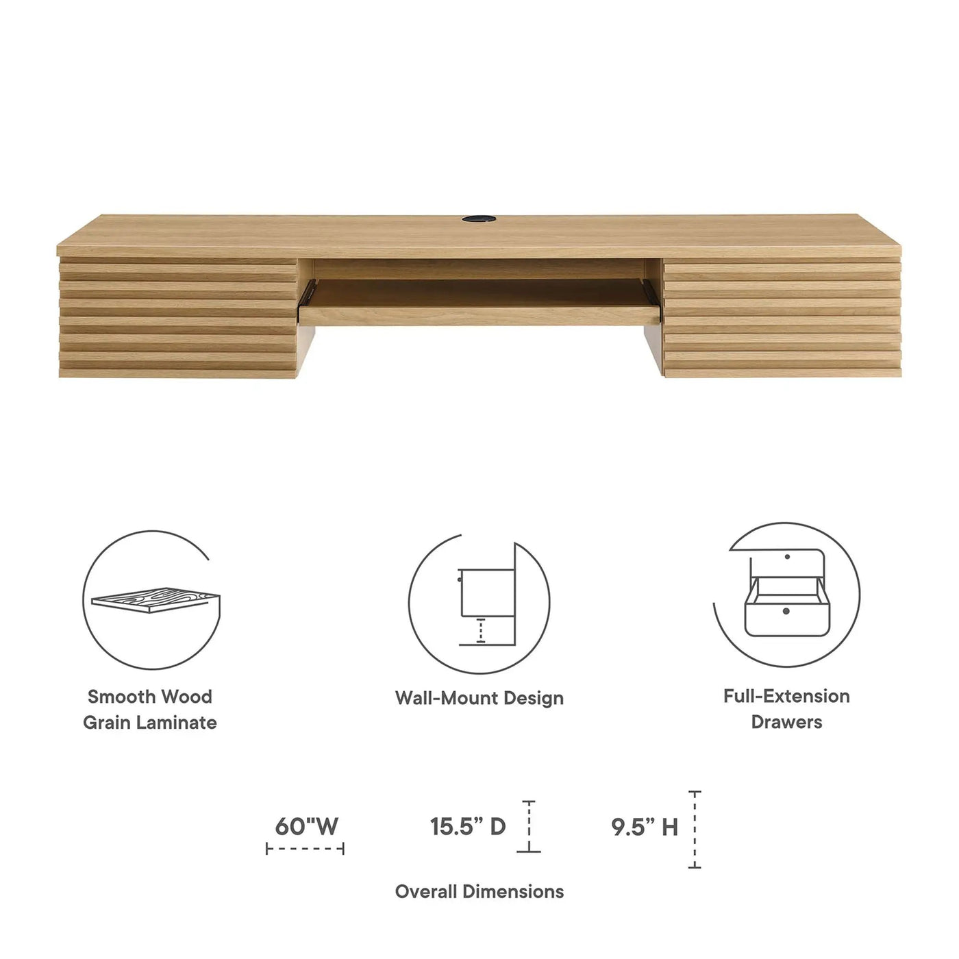 Render Wall Mount Wood Office Desk by Modway by HouseOfZazla