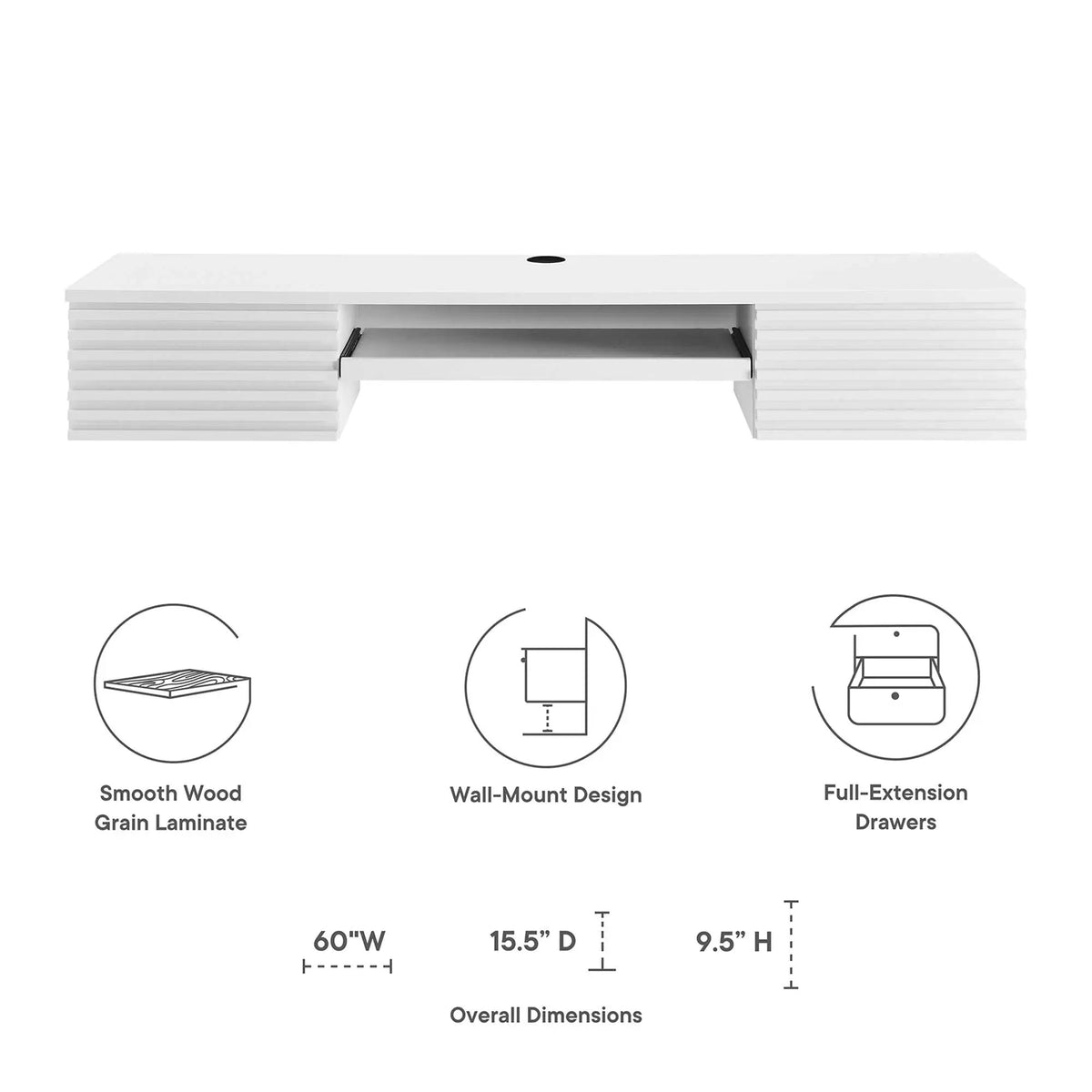 Render Wall Mount Wood Office Desk by Modway by HouseOfZazla