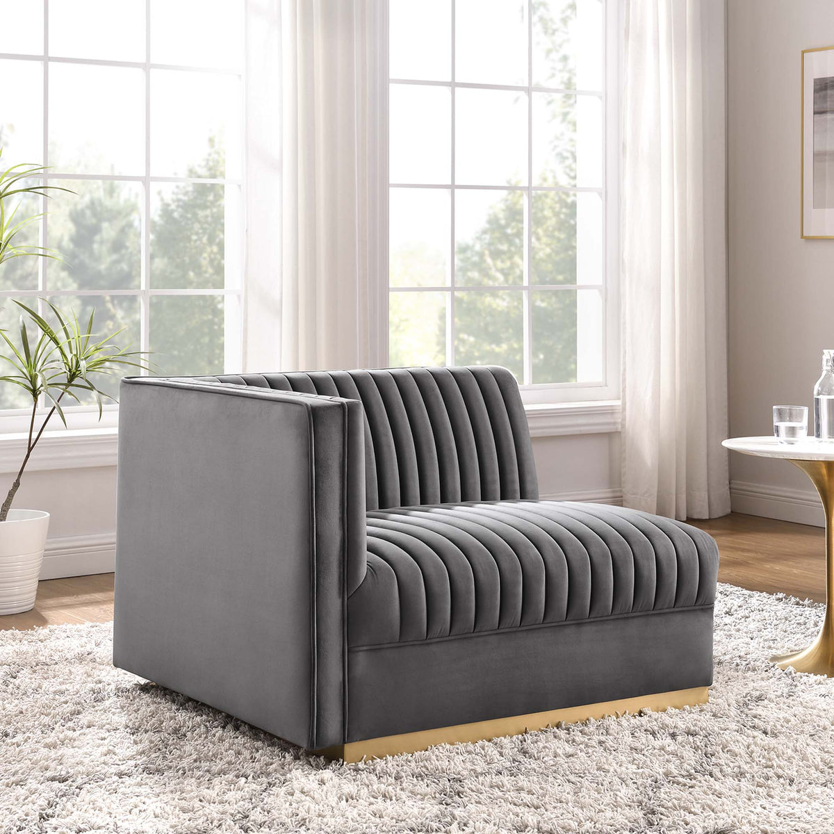 Sanguine Channel Tufted Performance Velvet Modular Sectional Sofa Left-Arm Chair by Modway, photo 17 of 18