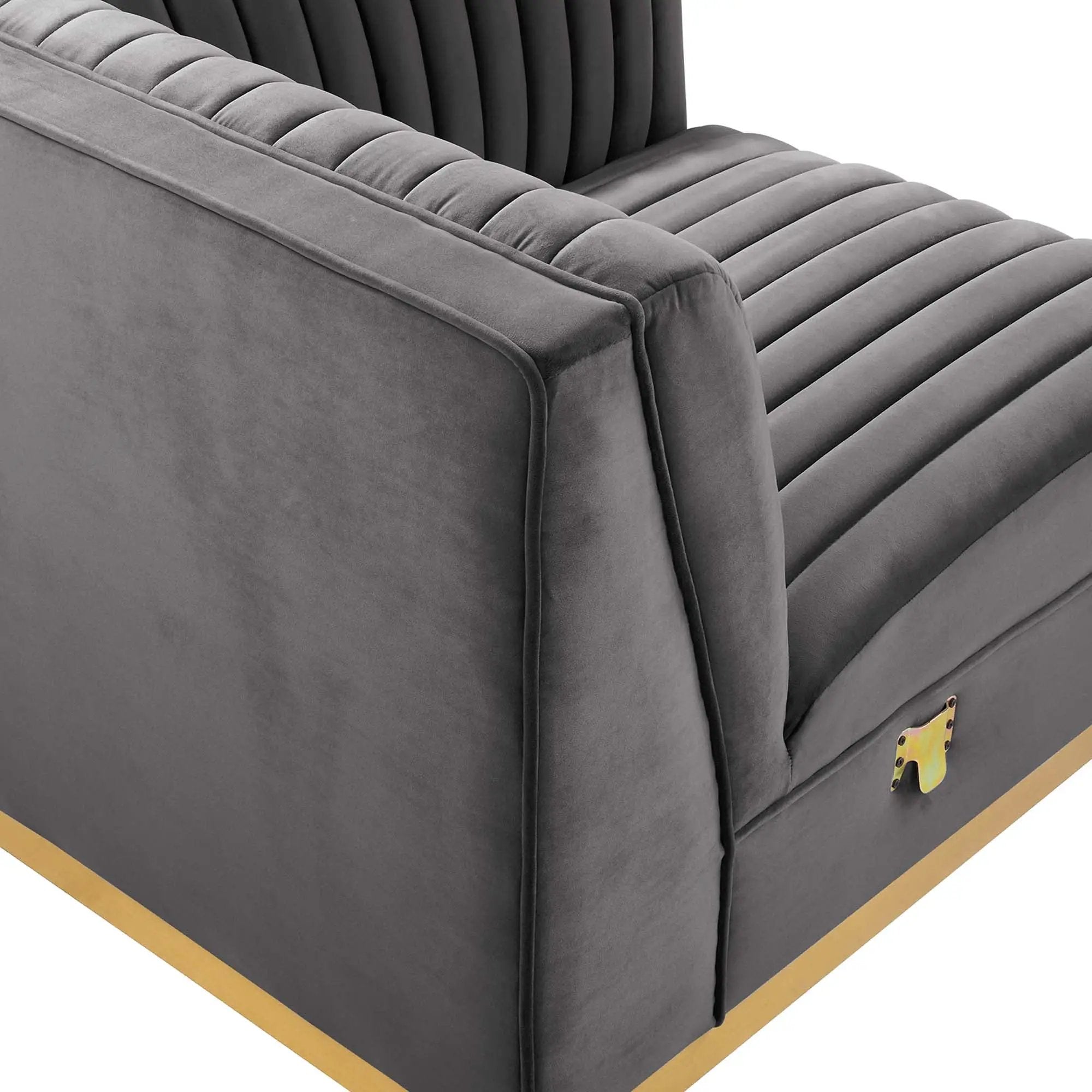 Sanguine Channel Tufted Performance Velvet Modular Sectional Sofa Right Corner Chair by HouseOfZazla
