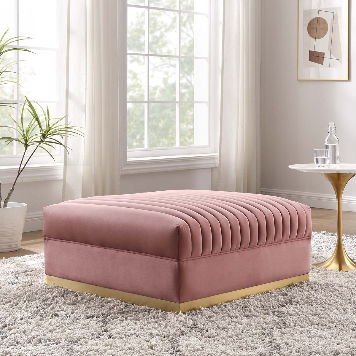 Sanguine Channel Tufted Performance Velvet Modular Sectional Sofa Ottoman by Modway, photo 5 of 12
