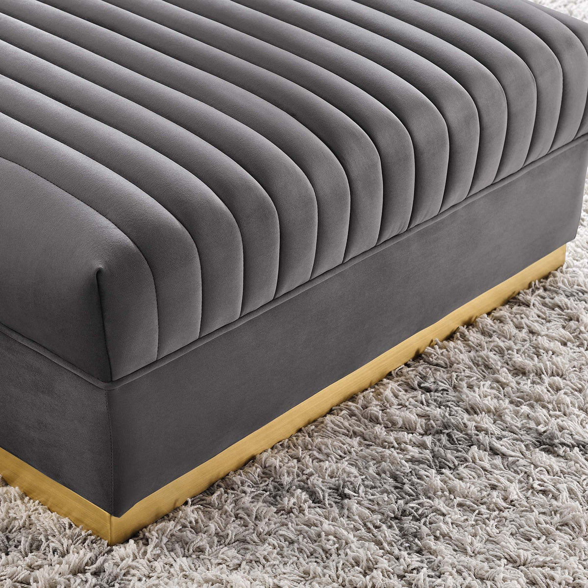 Sanguine Channel Tufted Performance Velvet Modular Sectional Sofa Ottoman by Modway, photo 12 of 12