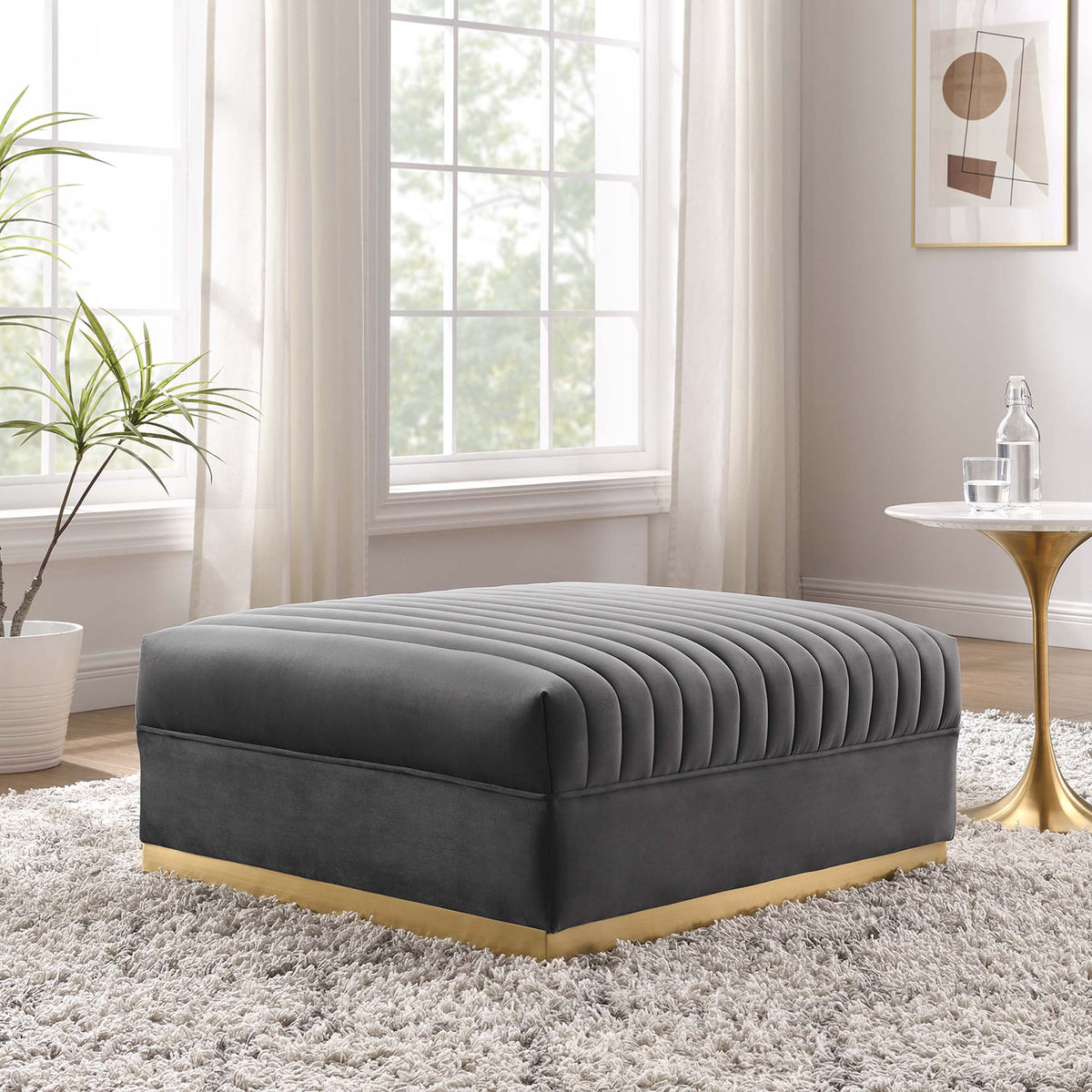 Sanguine Channel Tufted Performance Velvet Modular Sectional Sofa Ottoman by Modway, photo 11 of 12