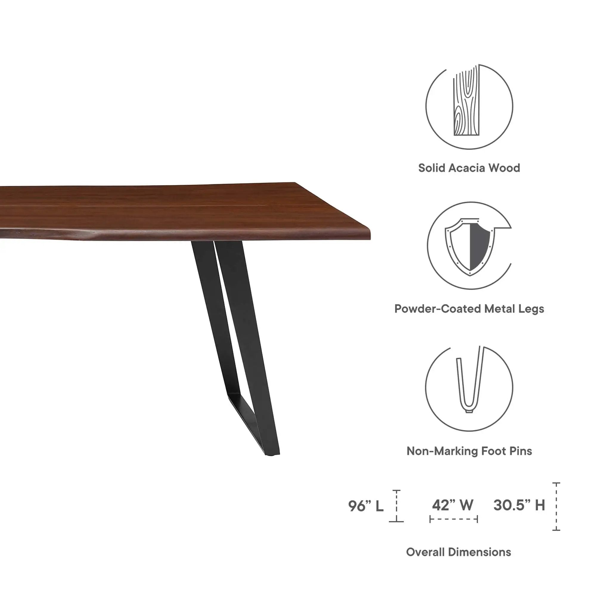 Viggo 96" Live Edge Acacia Wood Dining Table by HouseOfZazla