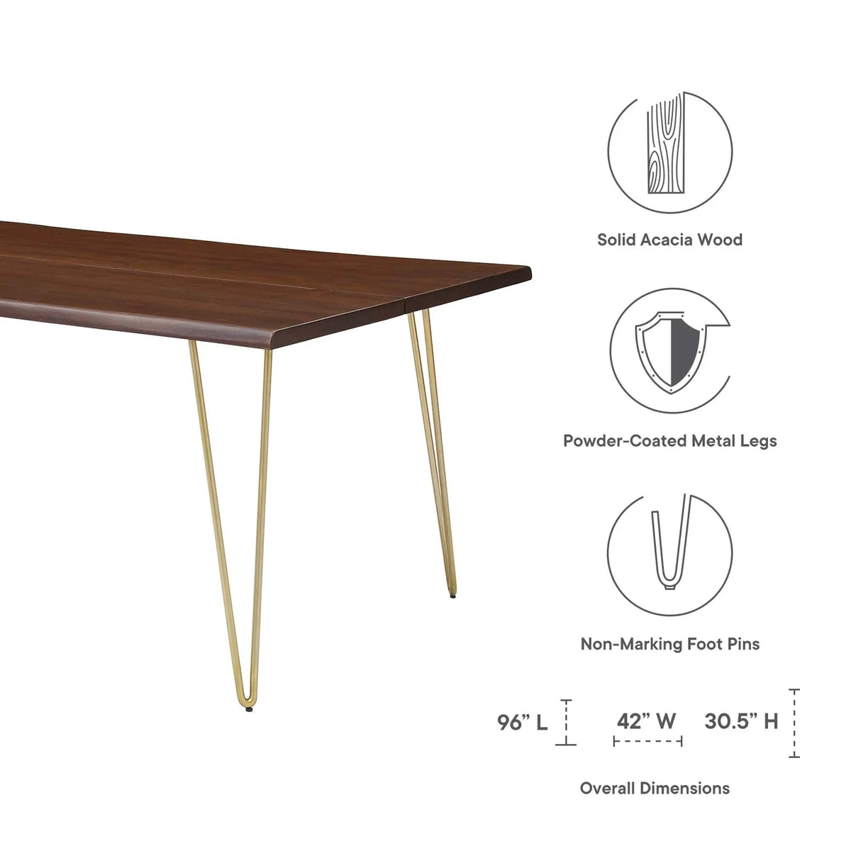 Ardor 96" Live Edge Acacia Wood Dining Table by Modway by HouseOfZazla