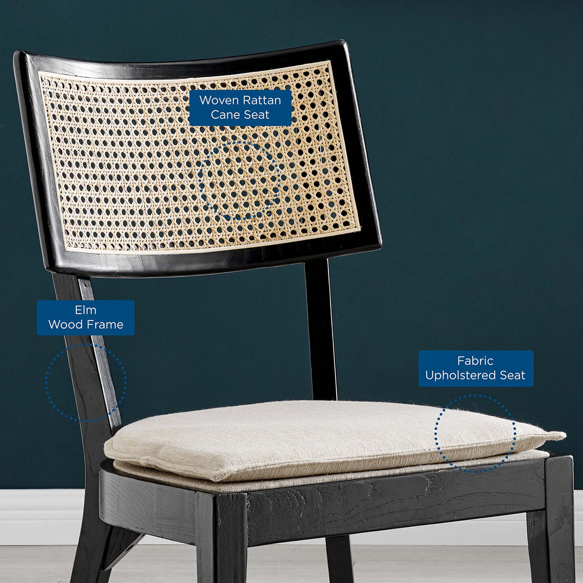 Caledonia Fabric Upholstered Wood Dining Chair Set of 2 by Modway, photo 10 of 41