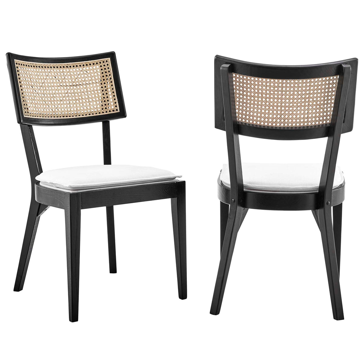 Caledonia Fabric Upholstered Wood Dining Chair Set of 2 by Modway, photo 11 of 41