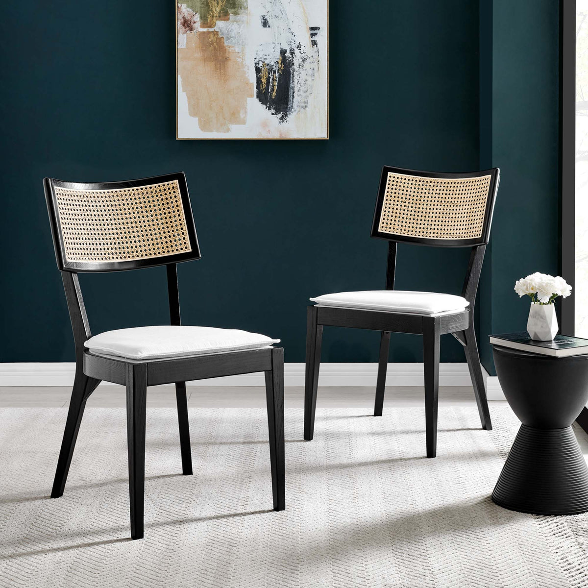 Caledonia Fabric Upholstered Wood Dining Chair Set of 2 by Modway, photo 17 of 41