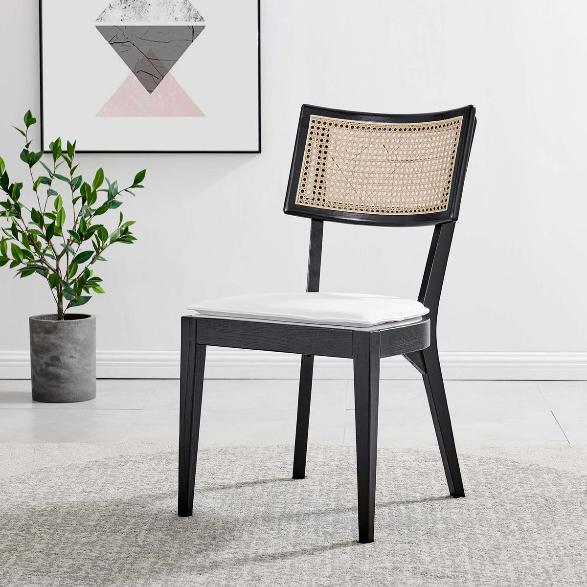 Caledonia Fabric Upholstered Wood Dining Chair Set of 2 by Modway, photo 19 of 41