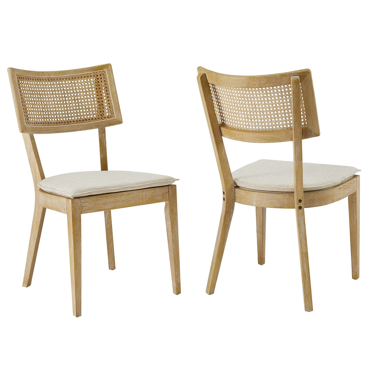 Caledonia Fabric Upholstered Wood Dining Chair Set of 2 by Modway, photo 21 of 41