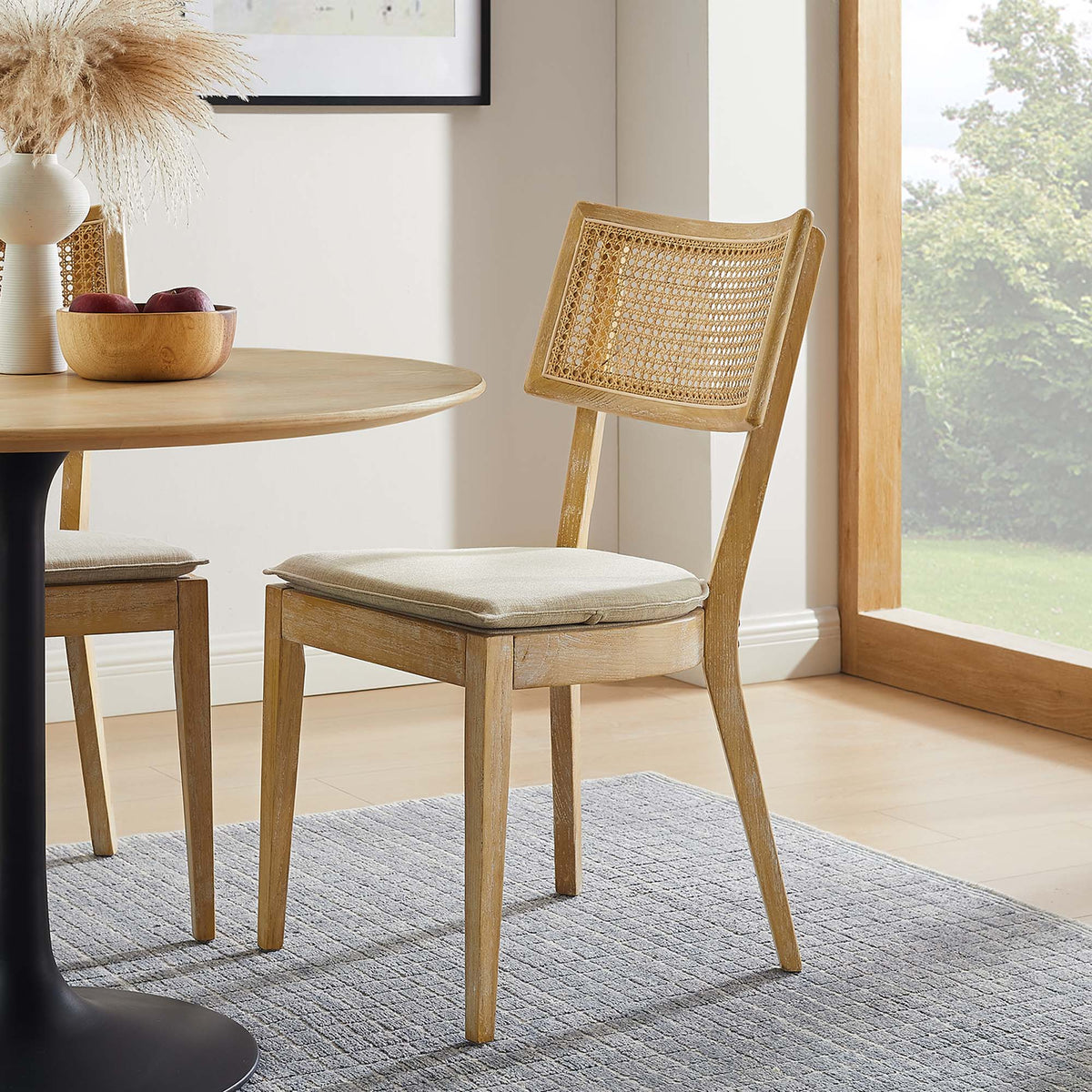 Caledonia Fabric Upholstered Wood Dining Chair Set of 2 by Modway, photo 31 of 41