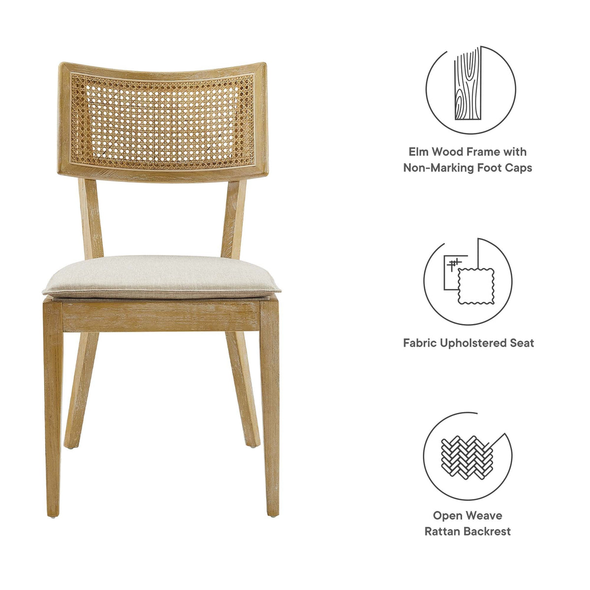 Caledonia Fabric Upholstered Wood Dining Chair Set of 2 by Modway, photo 22 of 41