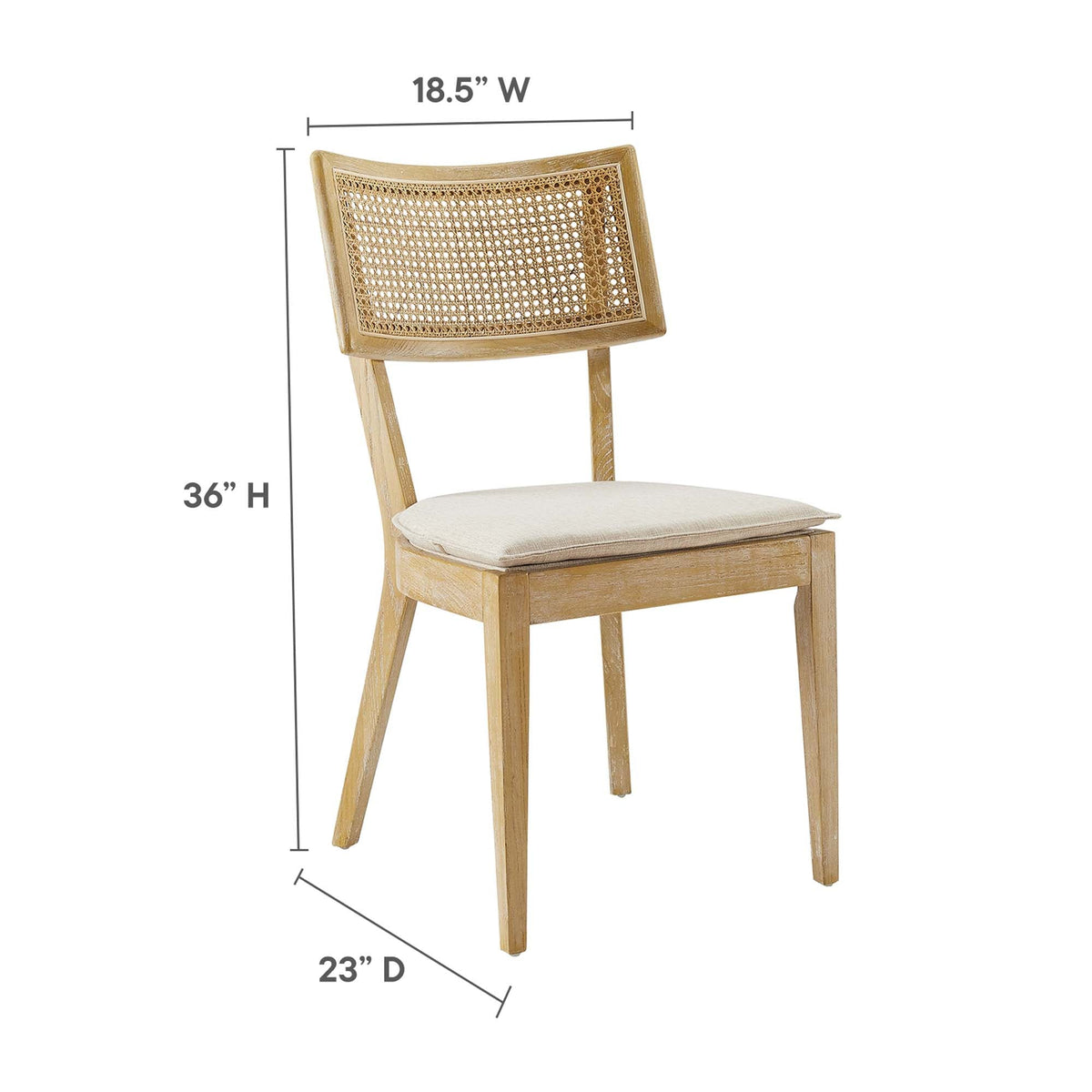 Caledonia Fabric Upholstered Wood Dining Chair Set of 2 by Modway, photo 23 of 41