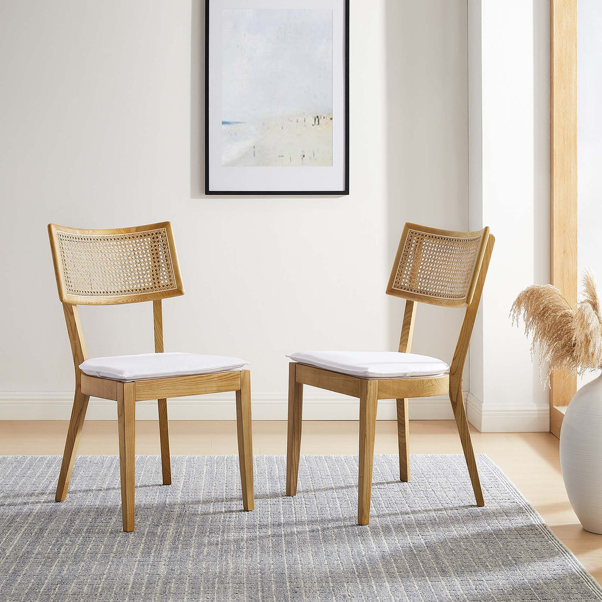 Caledonia Fabric Upholstered Wood Dining Chair Set of 2 by Modway, photo 40 of 41