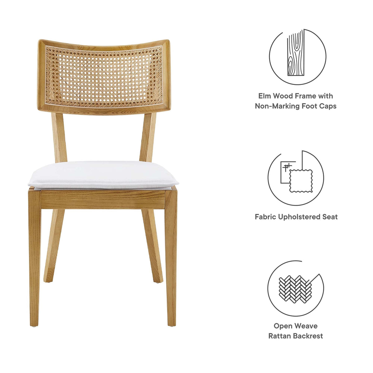 Caledonia Fabric Upholstered Wood Dining Chair Set of 2 by Modway, photo 33 of 41