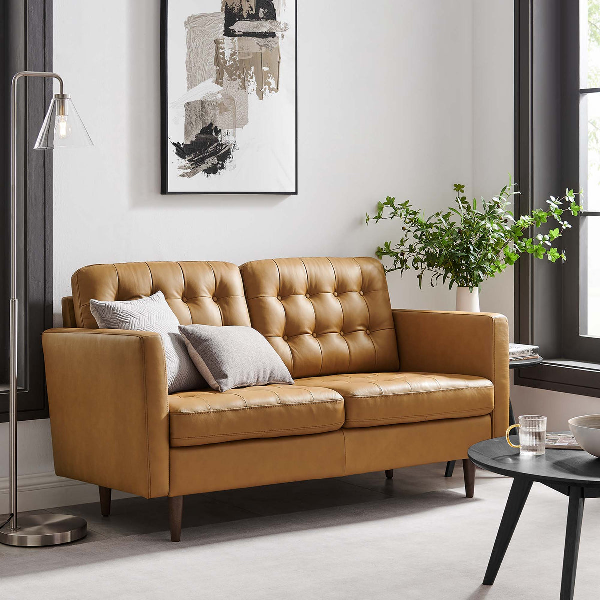 Exalt Tufted Leather Loveseat by Modway, photo 8 of 9