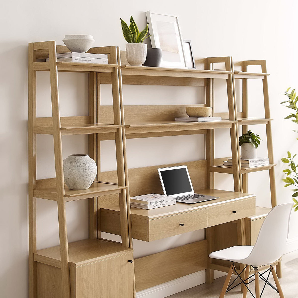 Bixby 3-Piece Wood Office Desk and Bookshelf by Modway, photo 3 of 30