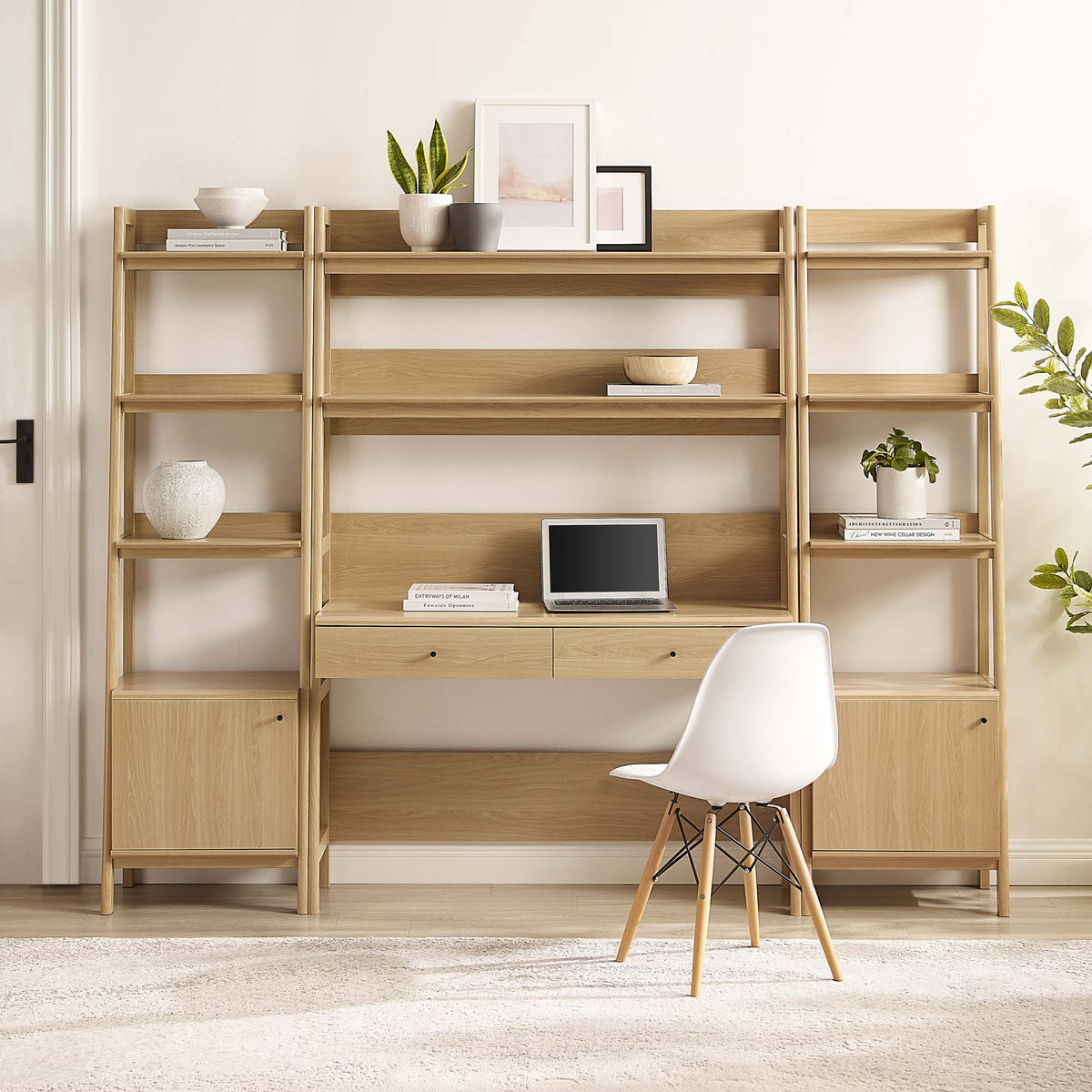 Bixby 3-Piece Wood Office Desk and Bookshelf by Modway, photo 4 of 30