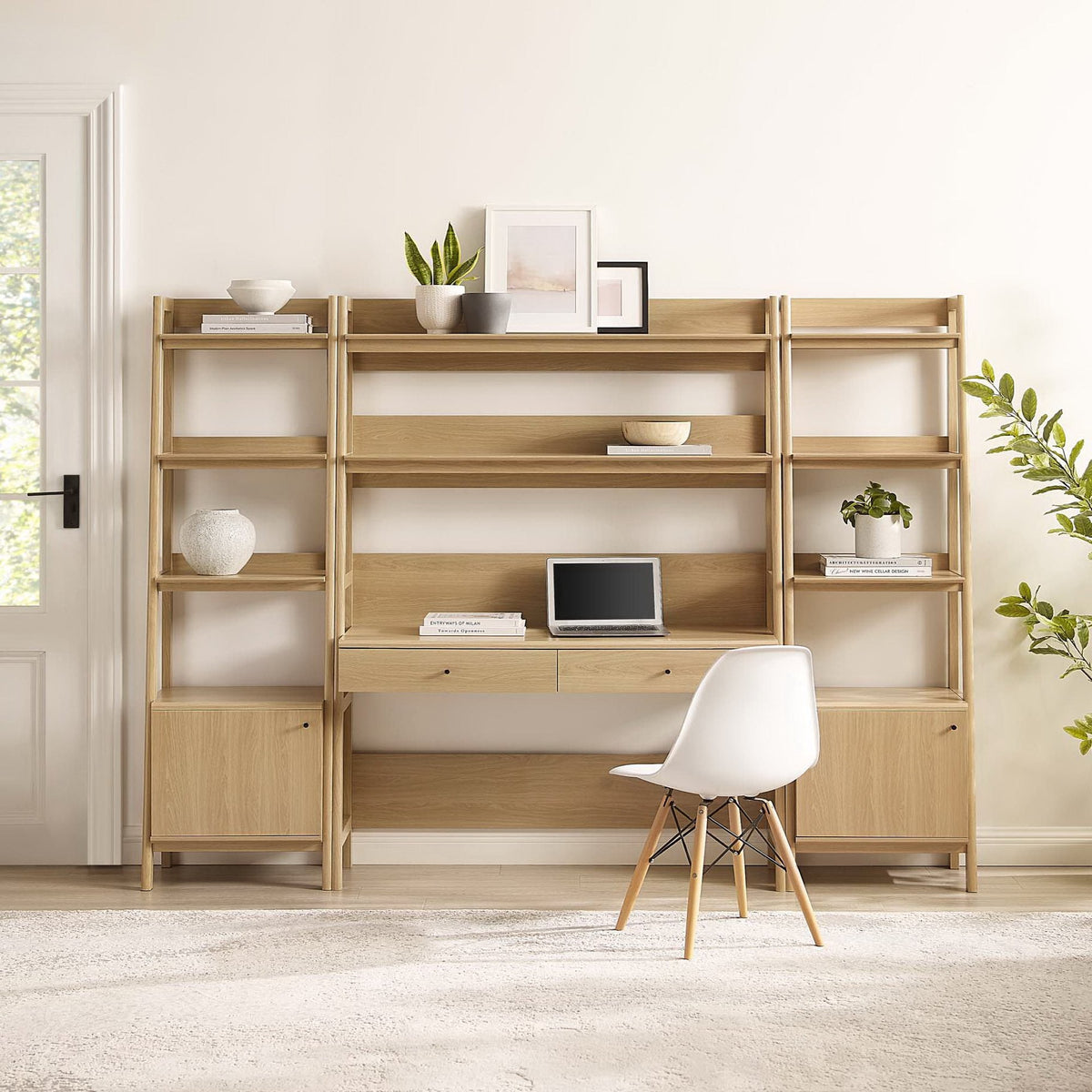 Bixby 3-Piece Wood Office Desk and Bookshelf by Modway, photo 5 of 30