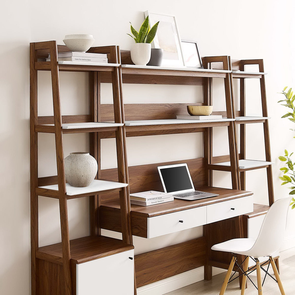 Bixby 3-Piece Wood Office Desk and Bookshelf by Modway, photo 13 of 30