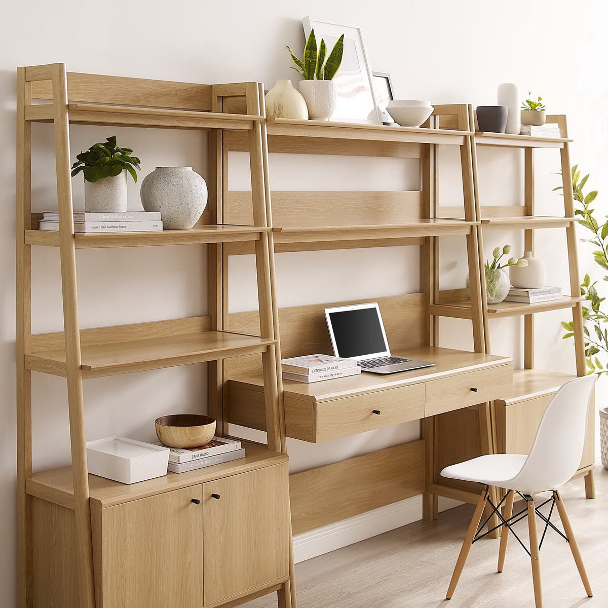 Bixby 3-Piece Wood Office Desk and Bookshelf by Modway, photo 18 of 30