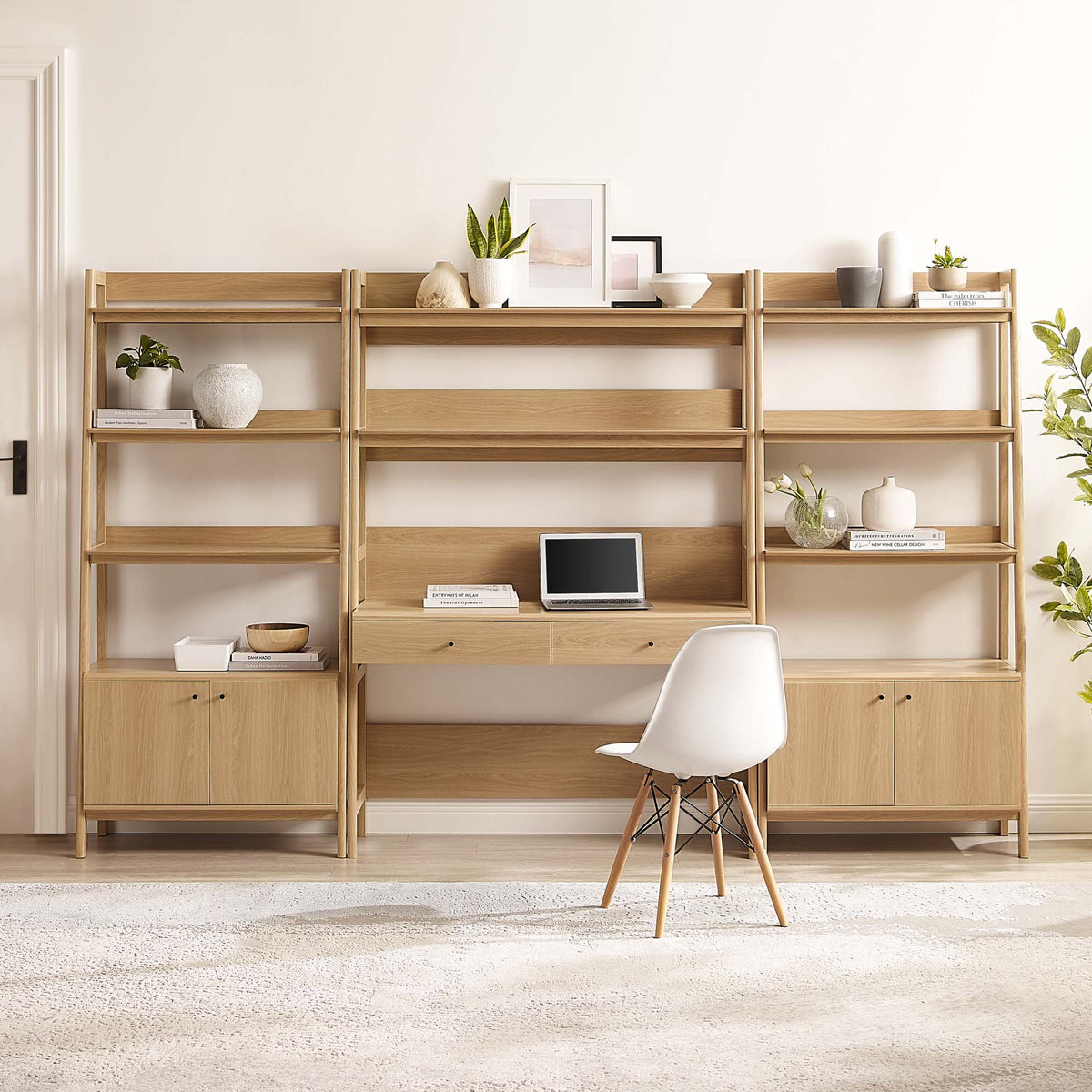 Bixby 3-Piece Wood Office Desk and Bookshelf by Modway, photo 19 of 30
