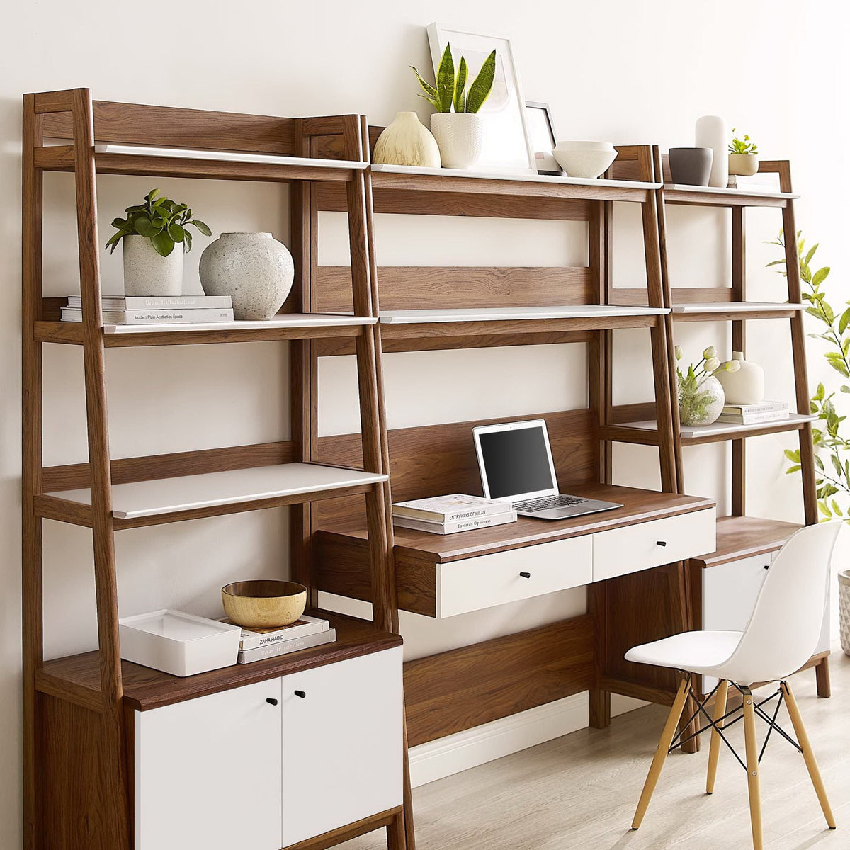 Bixby 3-Piece Wood Office Desk and Bookshelf by Modway, photo 28 of 30
