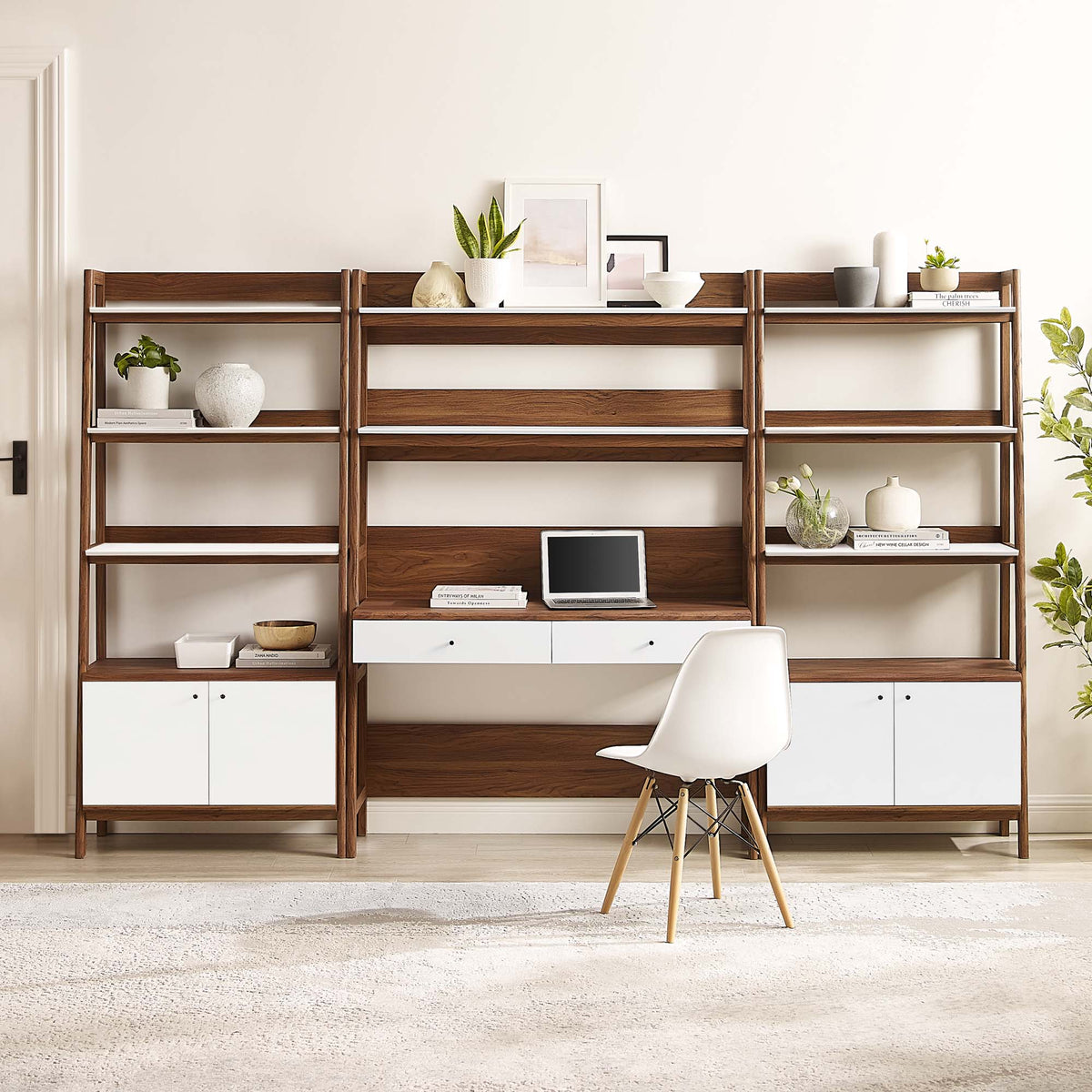 Bixby 3-Piece Wood Office Desk and Bookshelf by Modway, photo 29 of 30