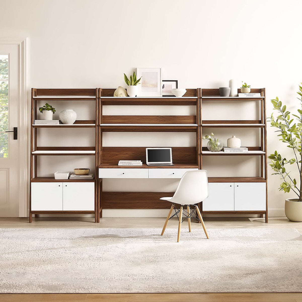 Bixby 3-Piece Wood Office Desk and Bookshelf by Modway, photo 30 of 30