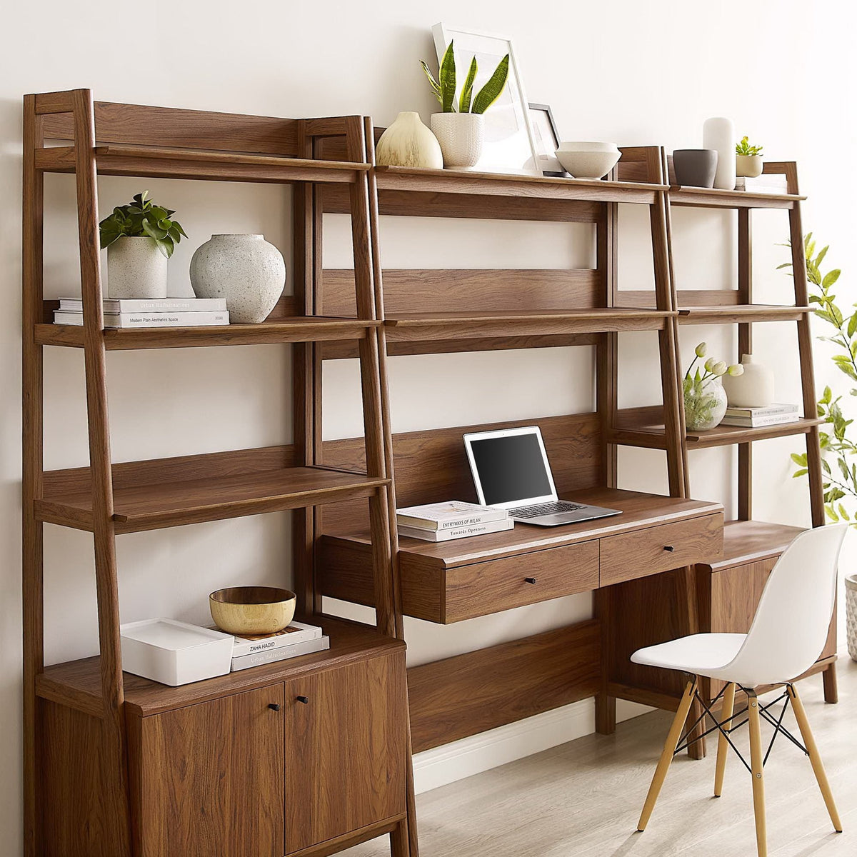 Bixby 3-Piece Wood Office Desk and Bookshelf by Modway, photo 23 of 30
