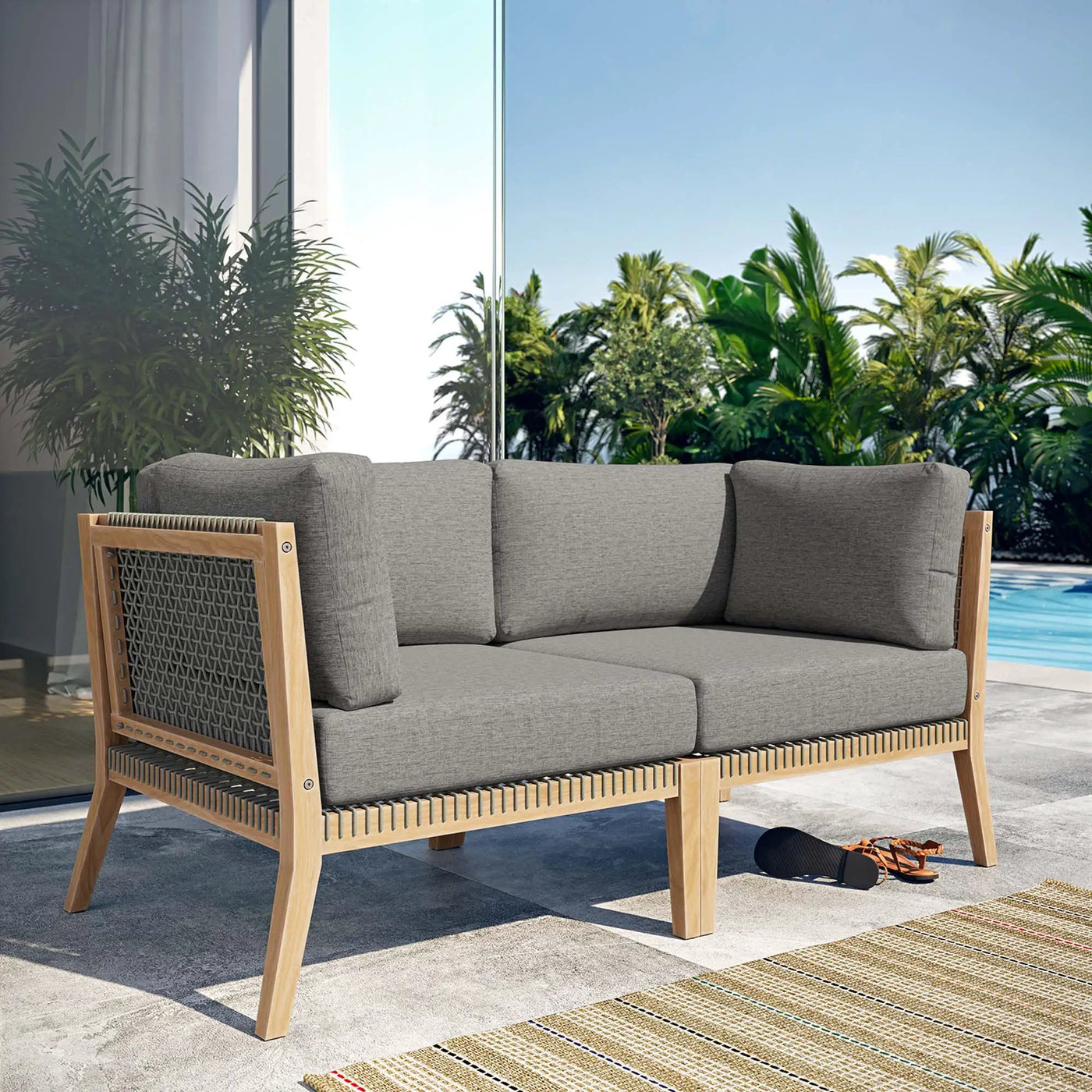 Clearwater Outdoor Patio Teak Wood Loveseat by Modway by HouseOfZazla