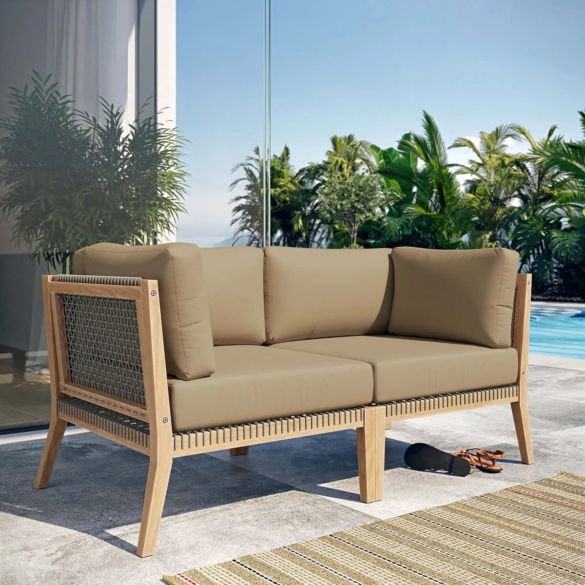 Clearwater Outdoor Patio Teak Wood Loveseat by Modway by HouseOfZazla