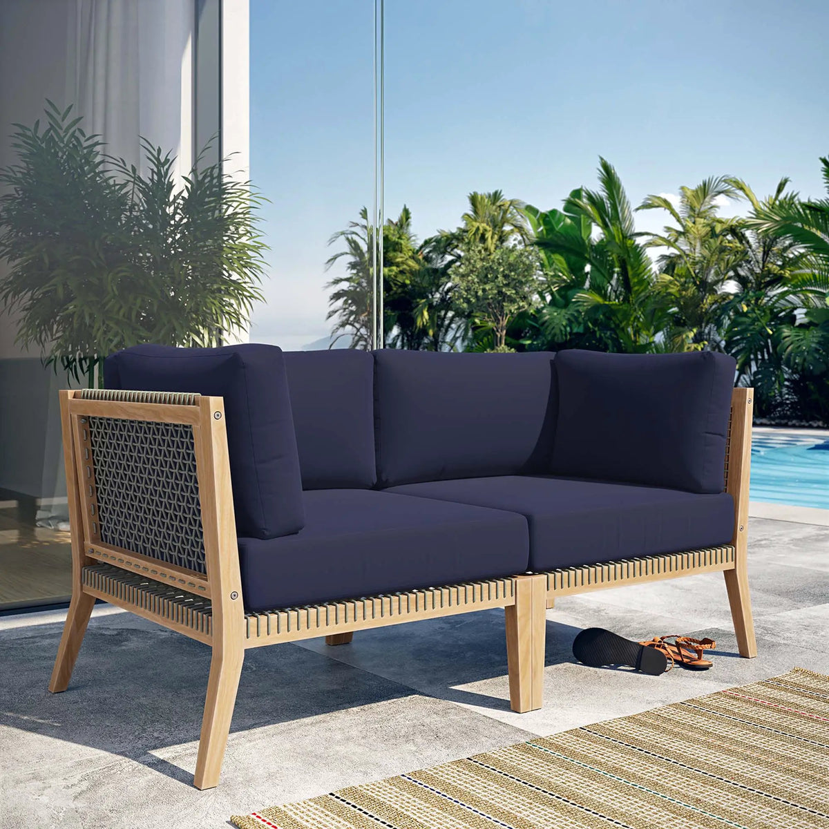 Clearwater Outdoor Patio Teak Wood Loveseat by Modway by HouseOfZazla