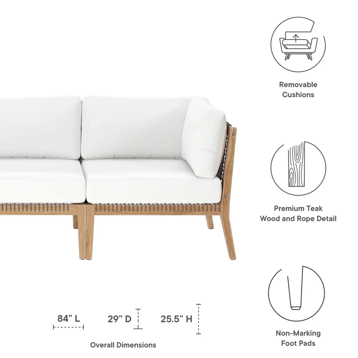 Clearwater Outdoor Patio Teak Wood Sofa by Modway by HouseOfZazla