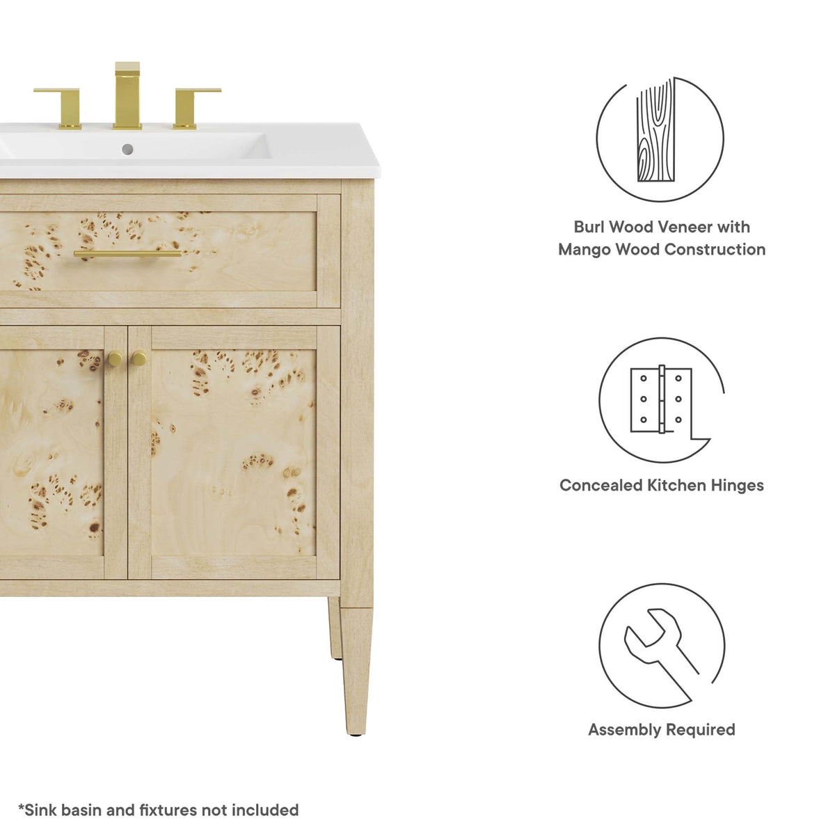 Elysian 30" Bathroom Vanity Cabinet (Sink Basin Not Included) by Modway, photo 13 of 20