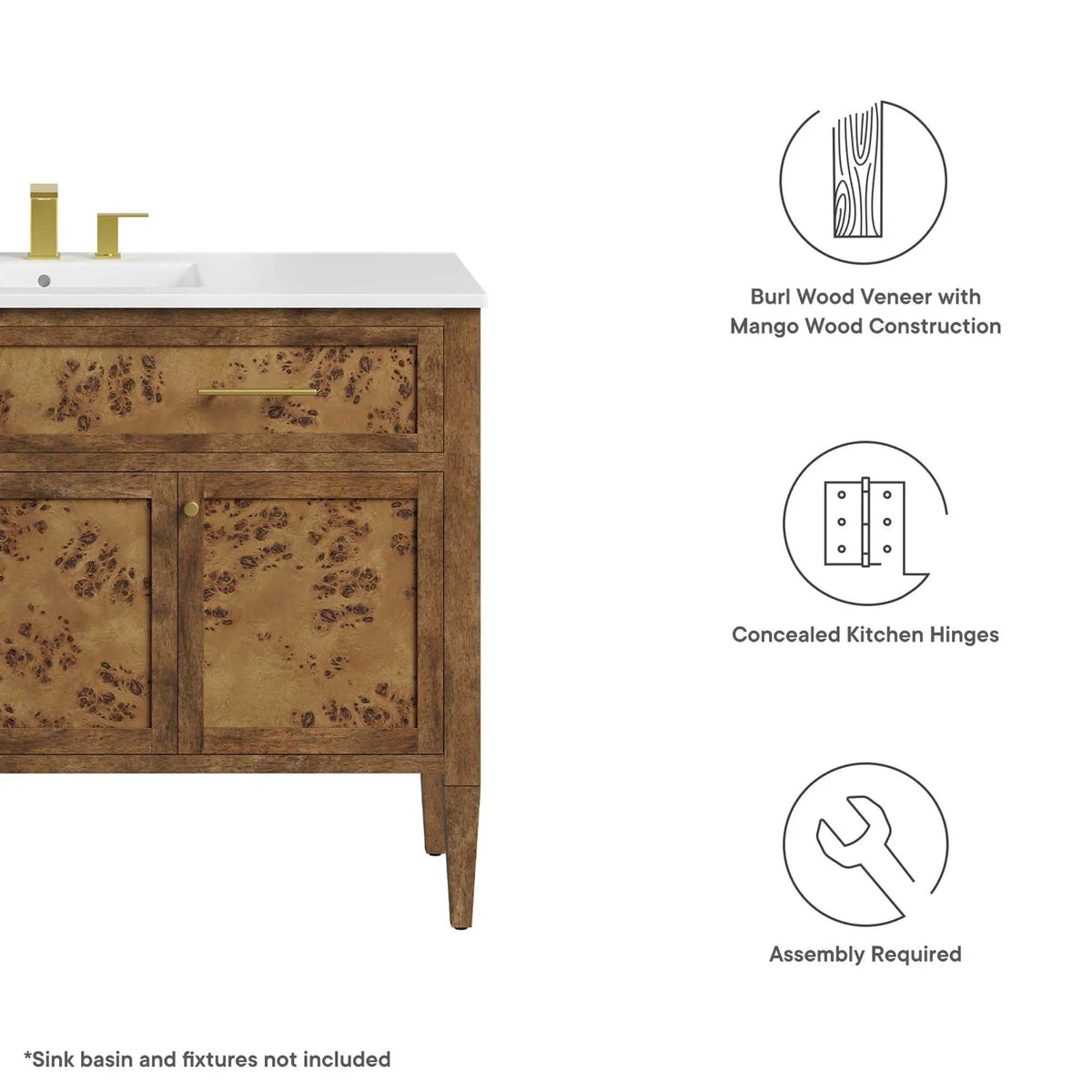 Elysian 48" Wood Bathroom Vanity Cabinet (Sink Basin Not Included) by Modway by HouseOfZazla