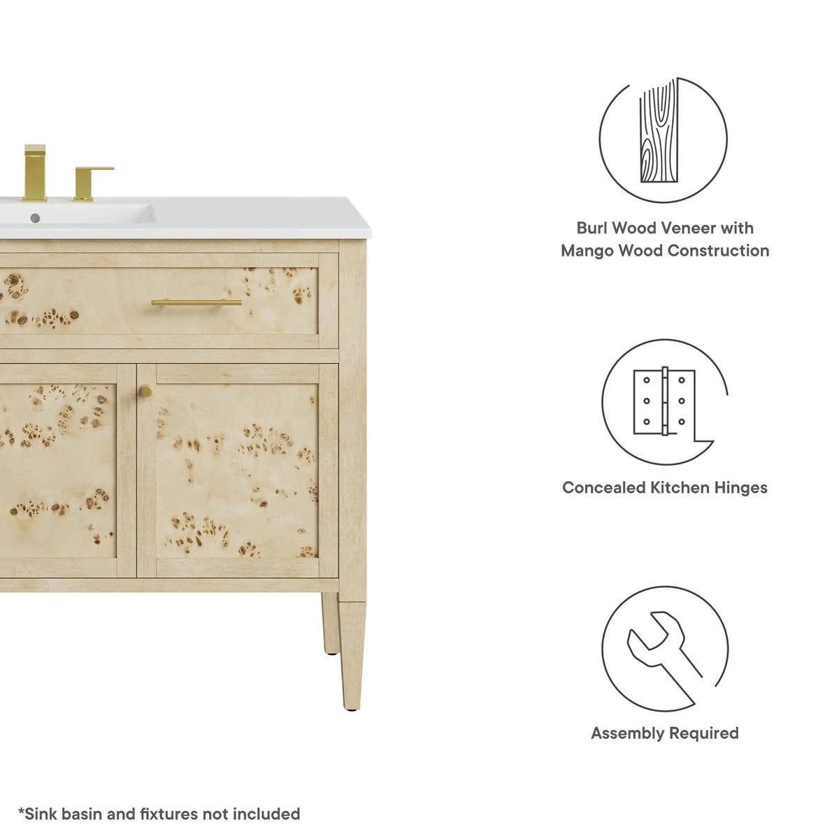 Elysian 48" Wood Bathroom Vanity Cabinet (Sink Basin Not Included) by Modway by HouseOfZazla