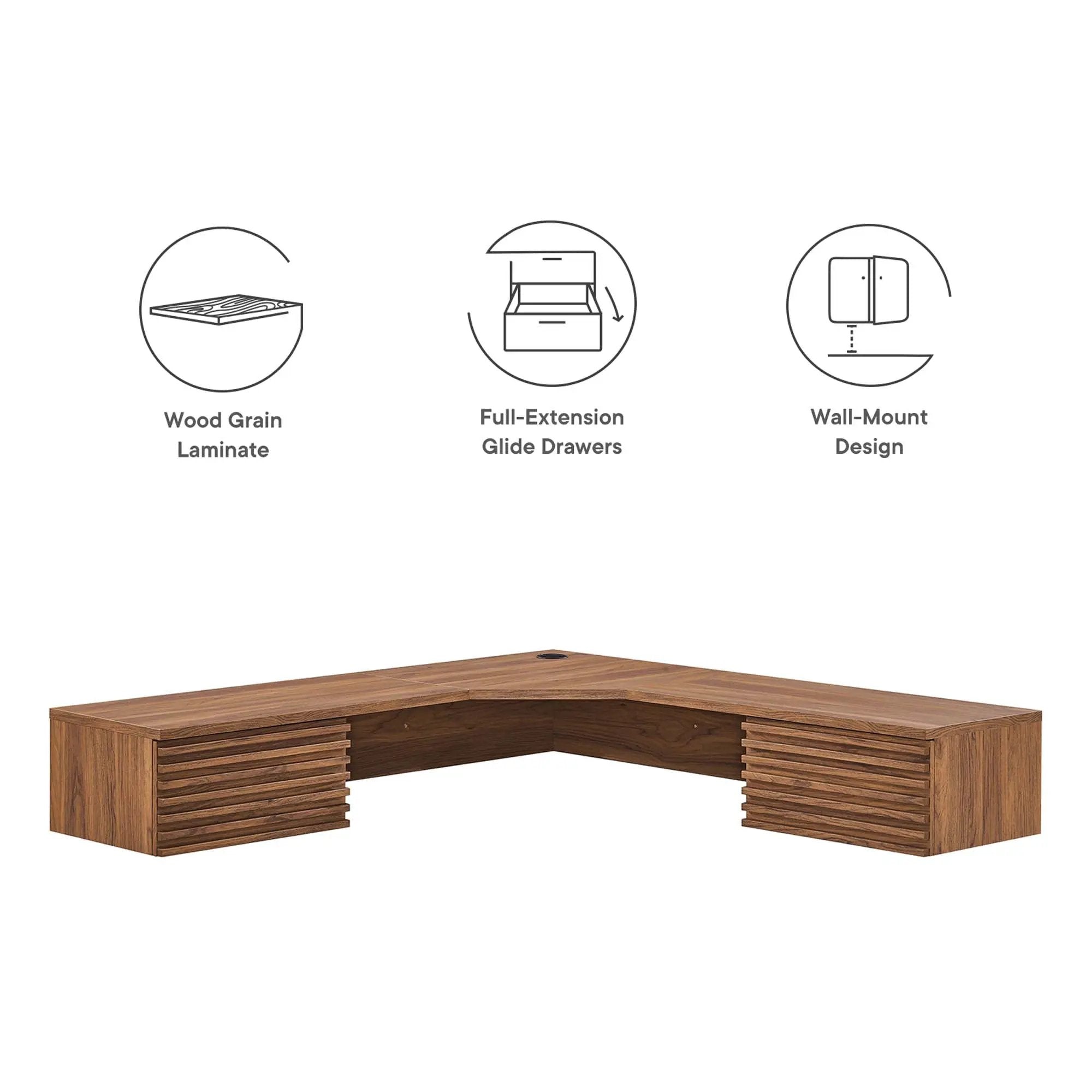 Render Wall Mount Corner Office Desk by Modway by HouseOfZazla