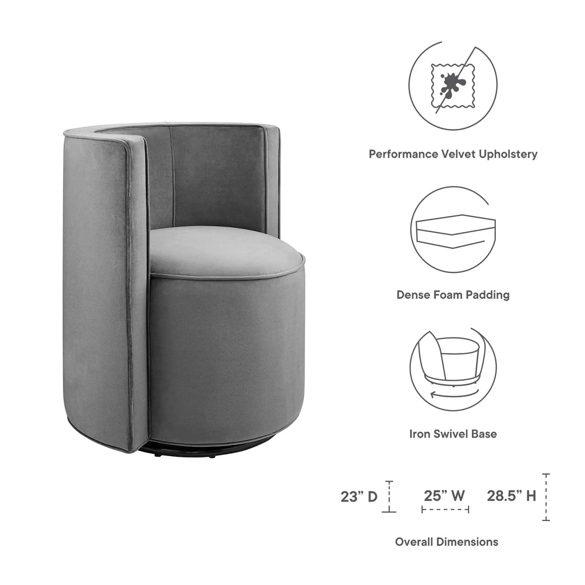 Della Performance Velvet Fabric Swivel Chair by Modway by HouseOfZazla