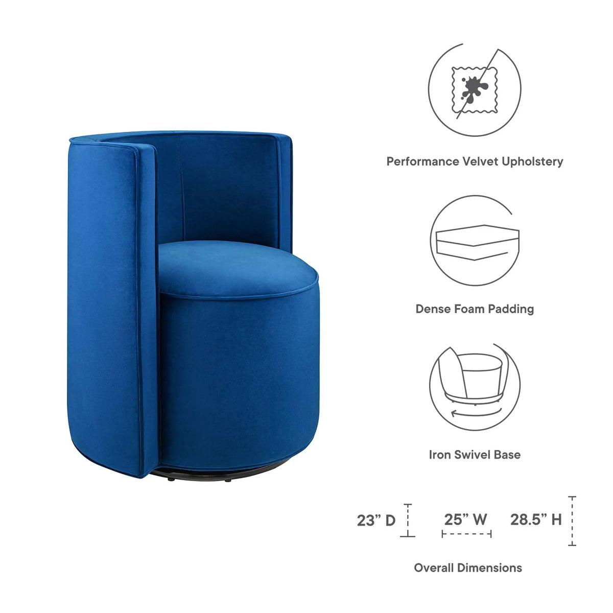 Della Performance Velvet Fabric Swivel Chair by Modway by HouseOfZazla