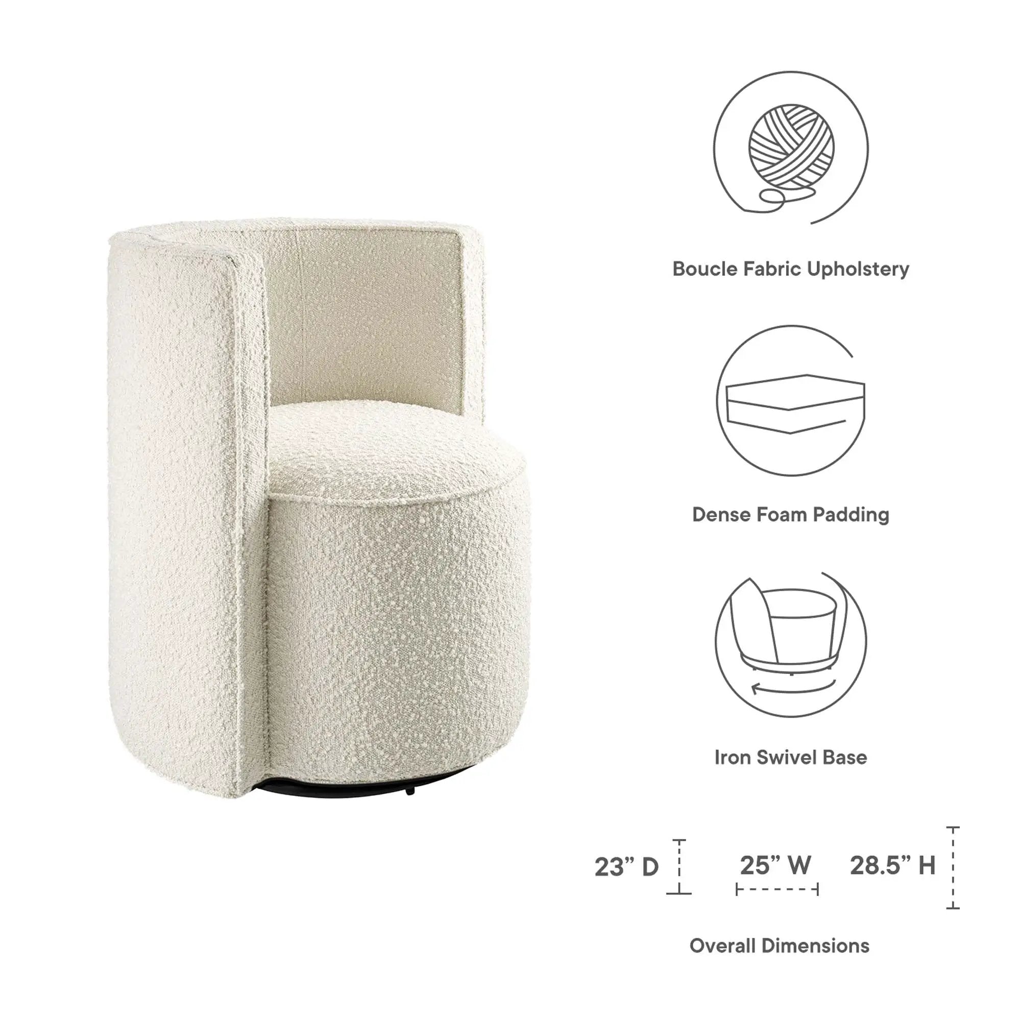 Della Boucle Fabric Swivel Chair by Modway by HouseOfZazla