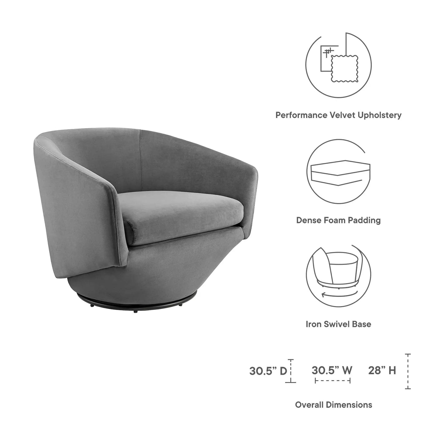 Series Performance Velvet Fabric Swivel Chair by Modway by HouseOfZazla