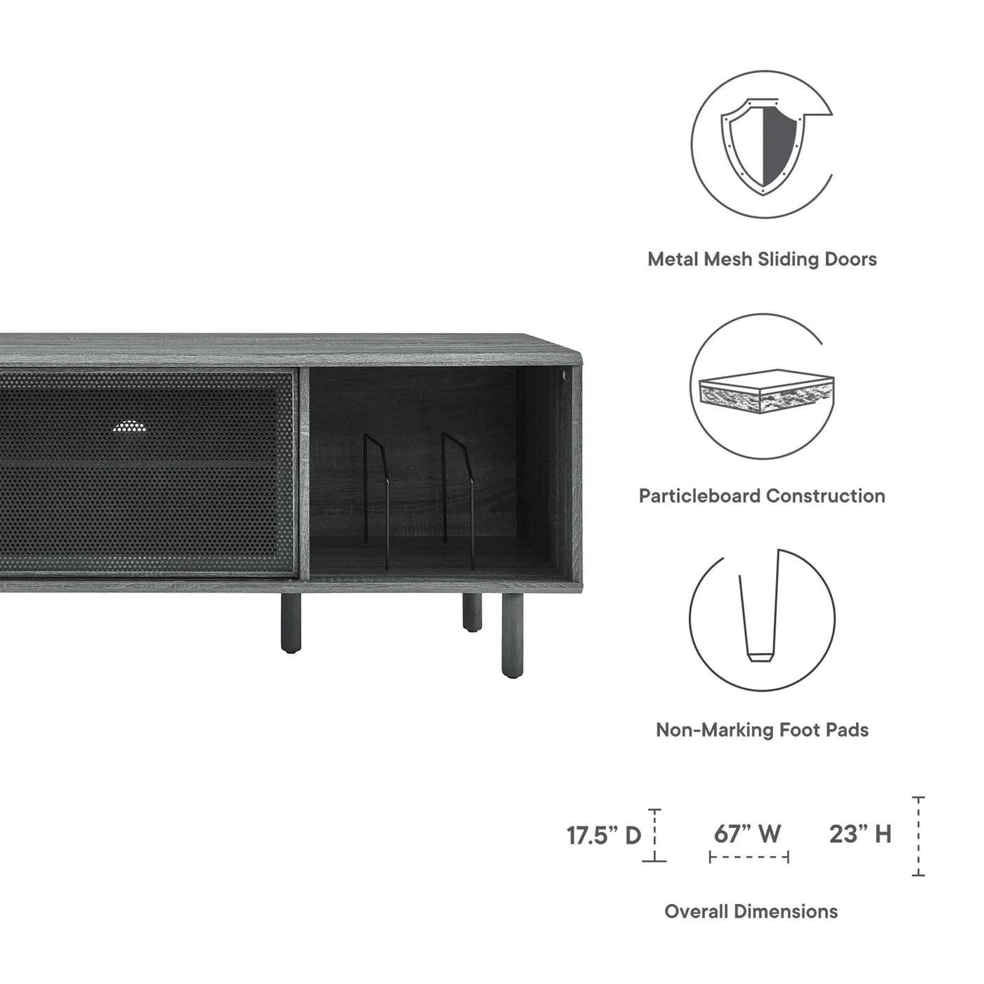 Kurtis 67" TV and Vinyl Record Stand by Modway by HouseOfZazla