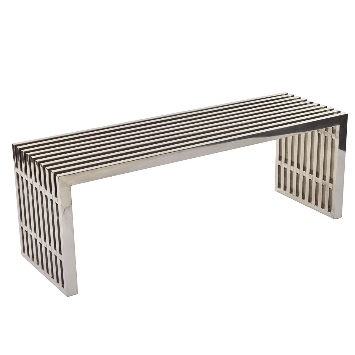 Gridiron Medium Stainless Steel Bench by Modway, photo 7 of 11